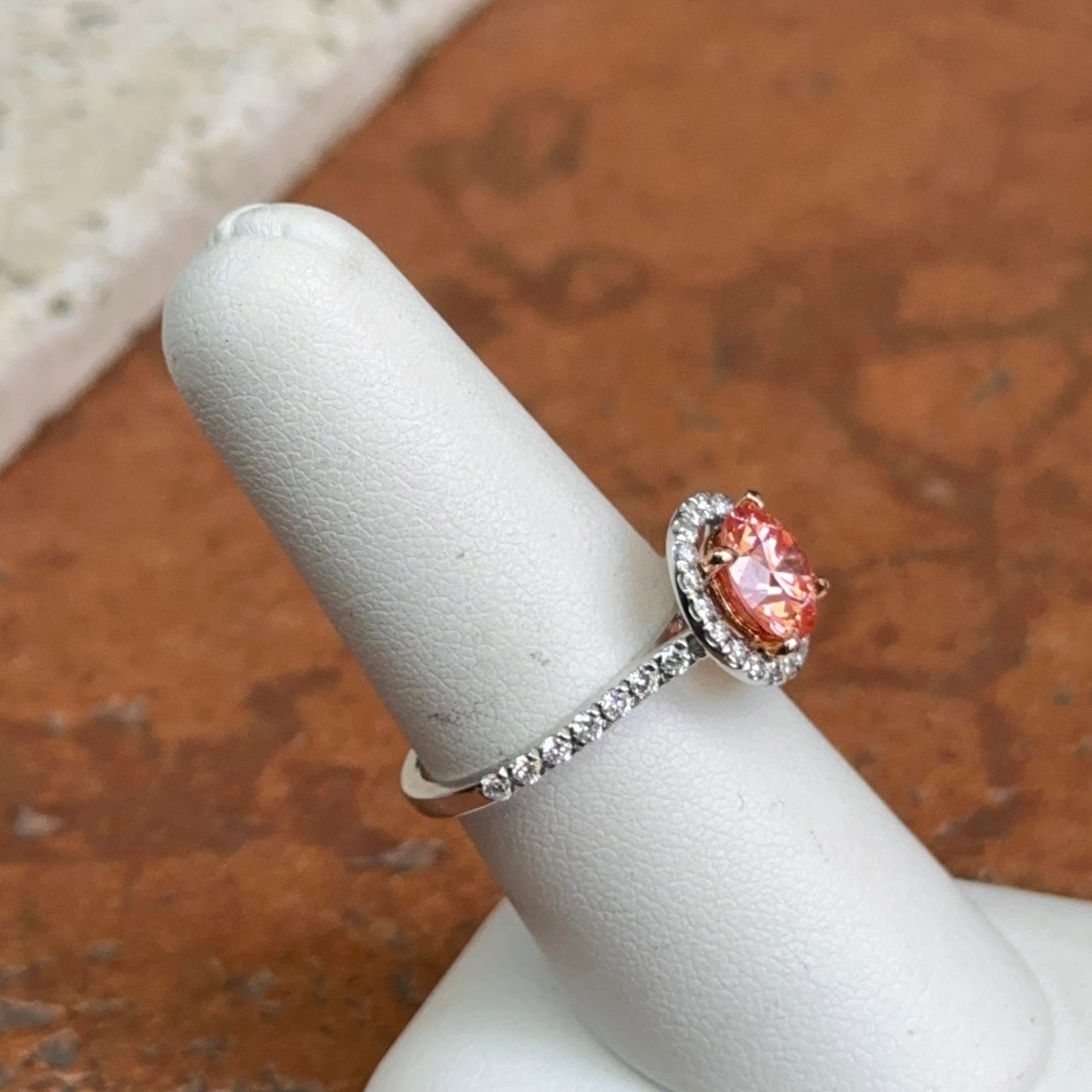 14KT White Gold 1.75 CT Round Fancy Pink Lab Diamond Halo Ring