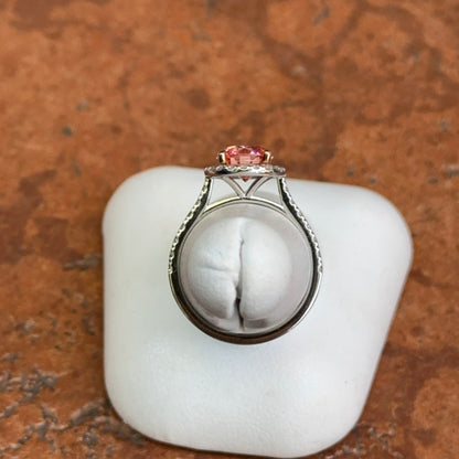 14KT White Gold 1.75 CT Round Fancy Pink Lab Diamond Halo Ring