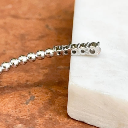10KT White Gold Diamond Flexible Beaded Cuff Bangle Bracelet