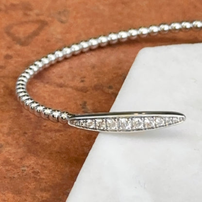 10KT White Gold Diamond Open Cuff Beaded Bracelet