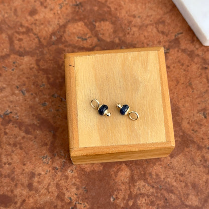 Estate 14KT Yellow Gold & Blue Sapphire Bead Gemstones Earring Charms