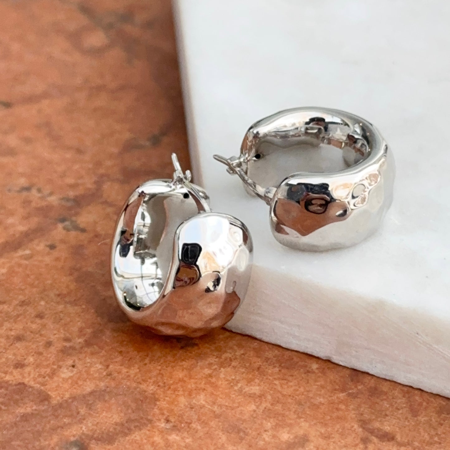 Sterling Silver Hammered Hoop Earrings