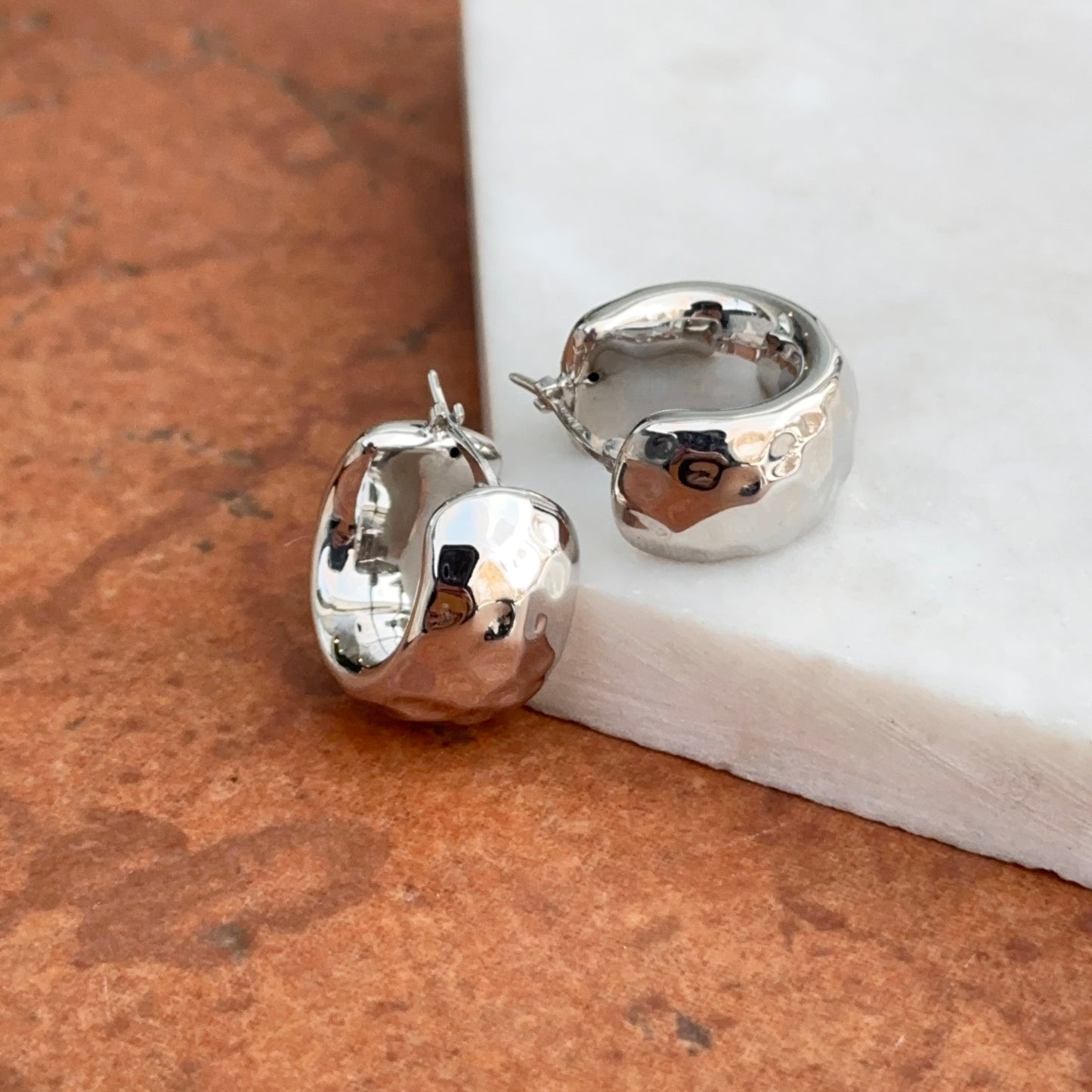Sterling Silver Hammered Hoop Earrings