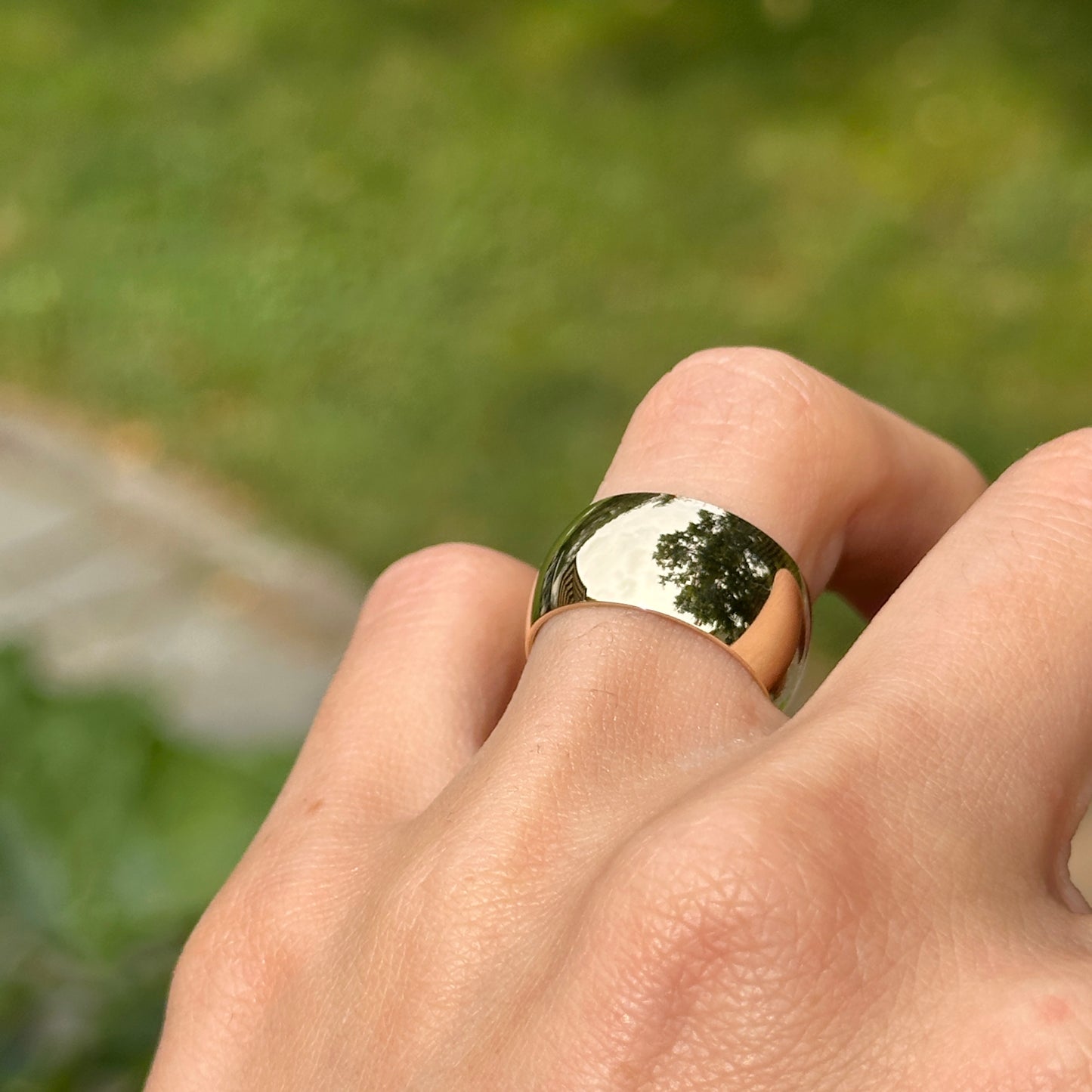 14KT Yellow Gold Half Round Cigar Band Ring 10mm