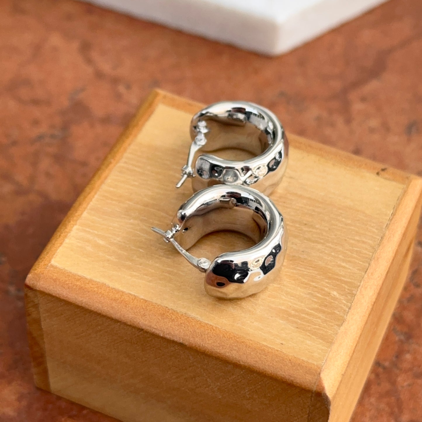 Sterling Silver Hammered Hoop Earrings