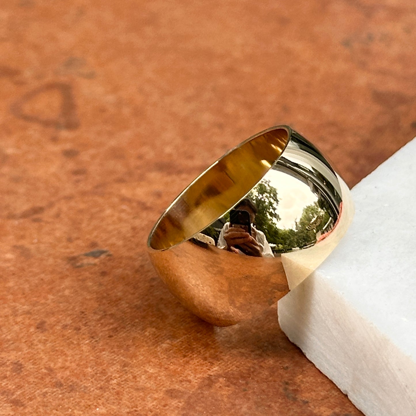 14KT Yellow Gold Half Round Cigar Band Ring 10mm