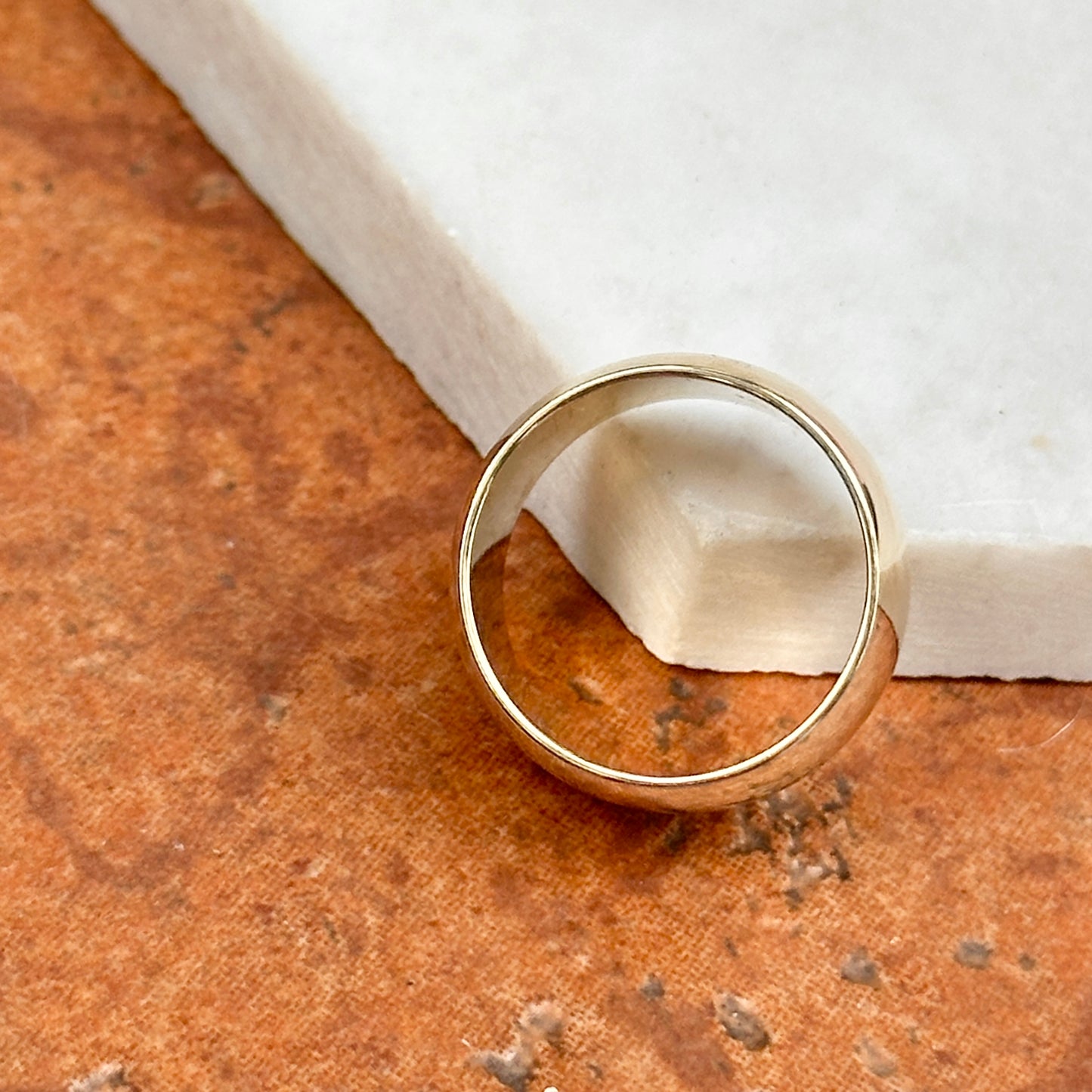 14KT Yellow Gold Half Round Cigar Band Ring 10mm