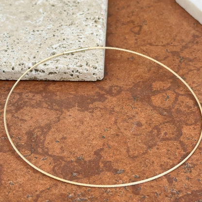 14KT Yellow Gold 1.1mm Cable Twist Wire Choker Necklace 14"