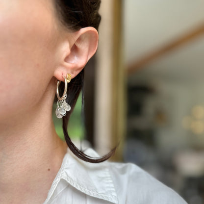 Sterling Silver Briolette Tourmalinated Quartz Dangle Hoop Earrings