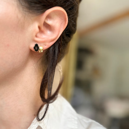 10KT Yellow Gold Geometric Geode Pierced Stud Earrings