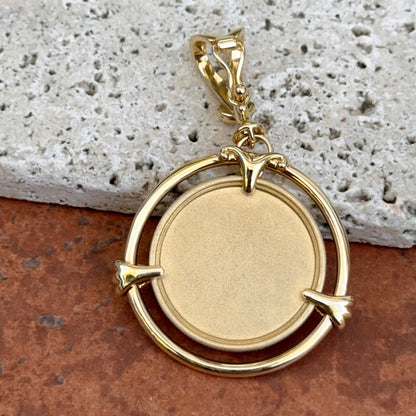 Estate 18KT Yellow Gold Matte Byzantine Round Pendant Enhancer