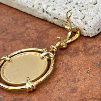 Estate 18KT Yellow Gold Matte Byzantine Round Pendant Enhancer