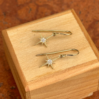 14KT Yellow Gold Diamond North Star Dangle Earrings