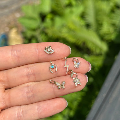 14KT Yellow Gold Pave Diamond Little Boy Pendant Charm 12mm