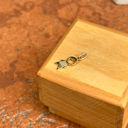 14KT Yellow Gold Pave Diamond Little Boy Pendant Charm 12mm