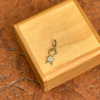14KT Yellow Gold Pave Diamond Little Boy Pendant Charm 12mm