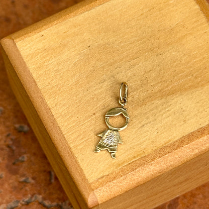 14KT Yellow Gold Pave Diamond Little Boy Pendant Charm 12mm