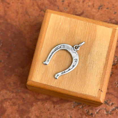 Sterling Silver Textured Antiqued Horseshoe Pendant Charm