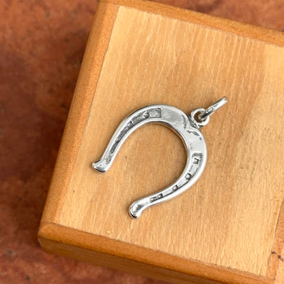 Sterling Silver Textured Antiqued Horseshoe Pendant Charm