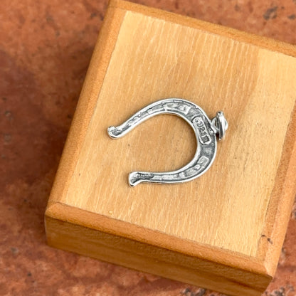 Sterling Silver Textured Antiqued Horseshoe Pendant Charm