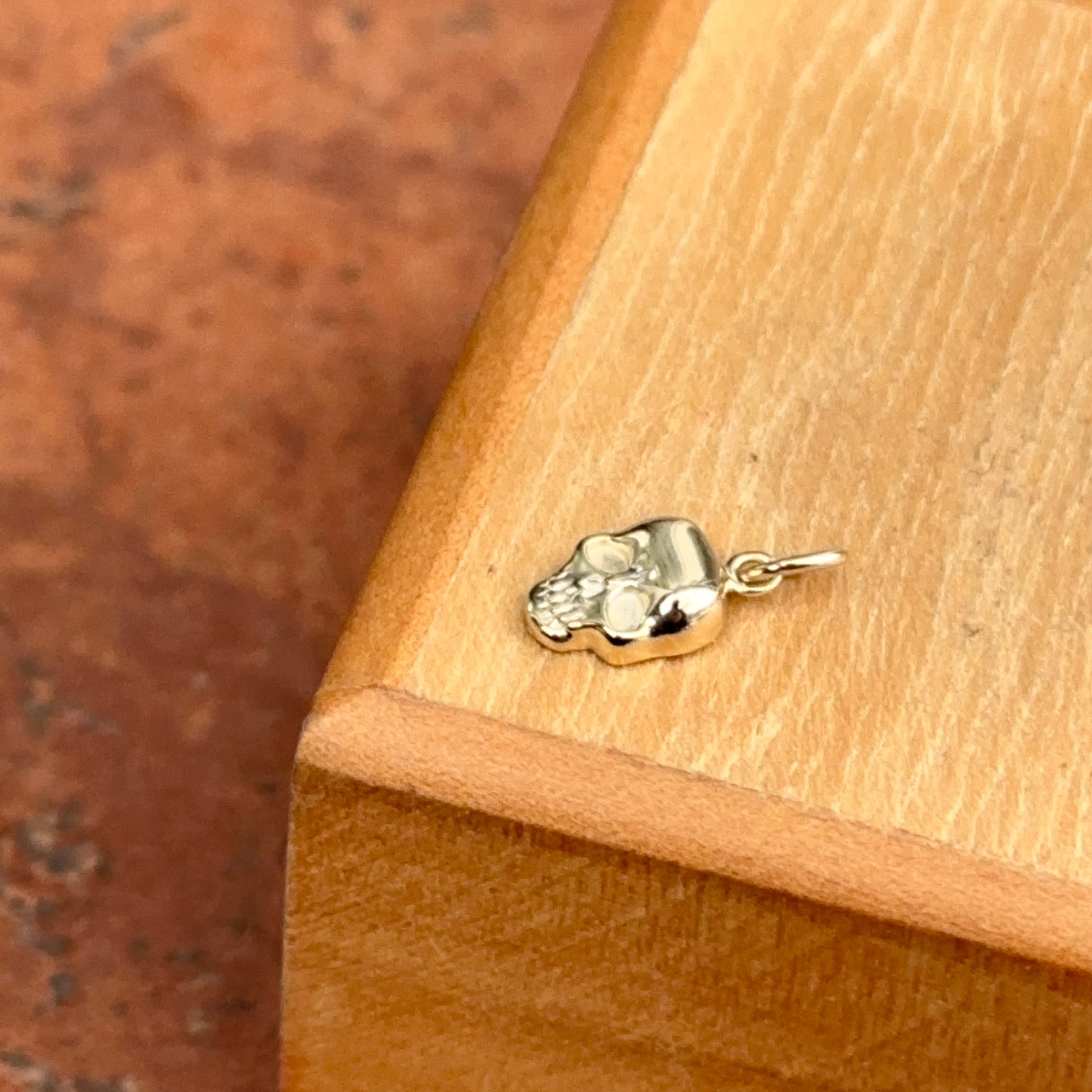 14K Yellow Gold Skull Pendant TINY