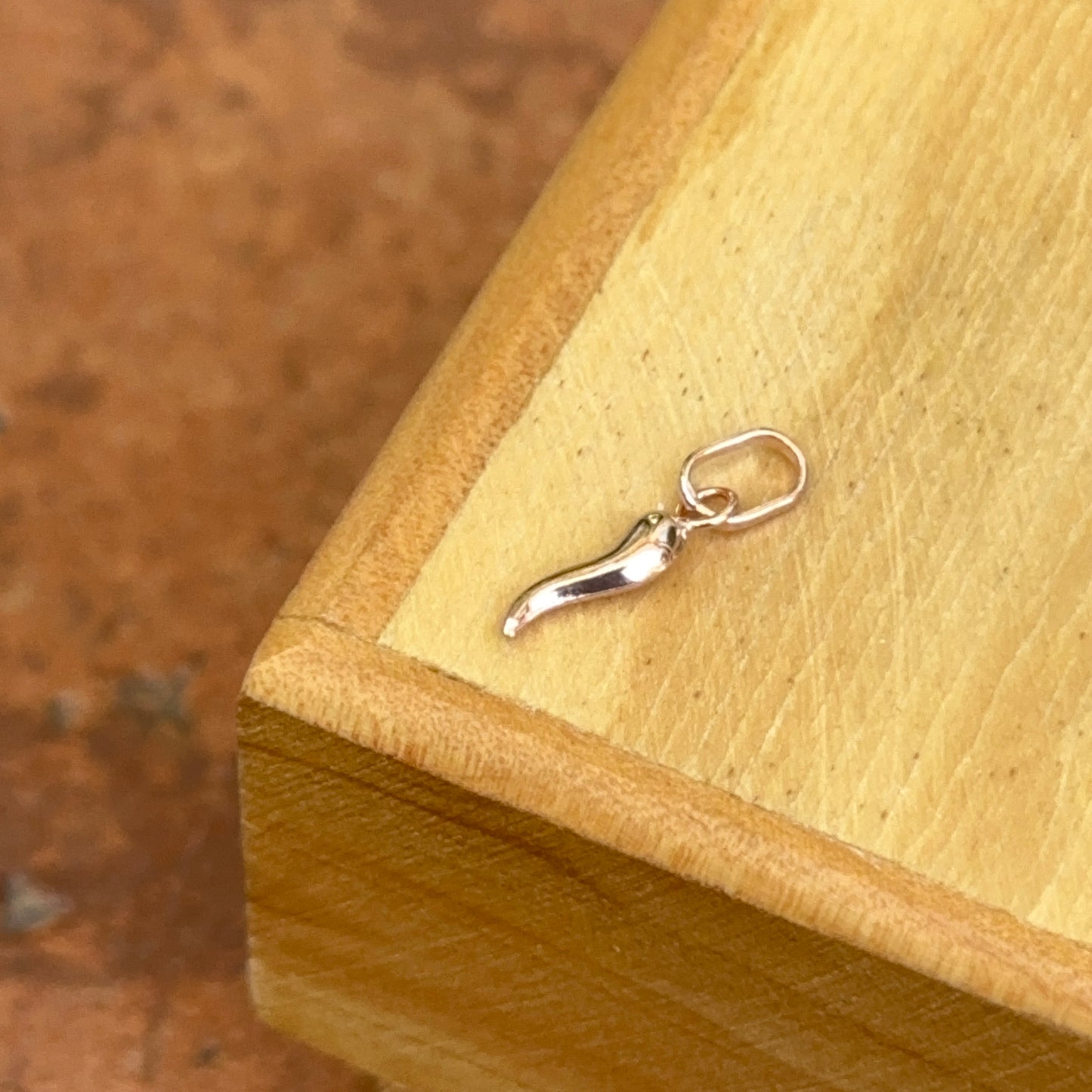 14KT Rose Gold "Cornicello" Mini Italian Horn Pendant Charm