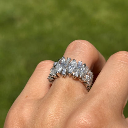 Estate Platinum 6 CT Marquise + Baguette Diamond Eternity Band Ring