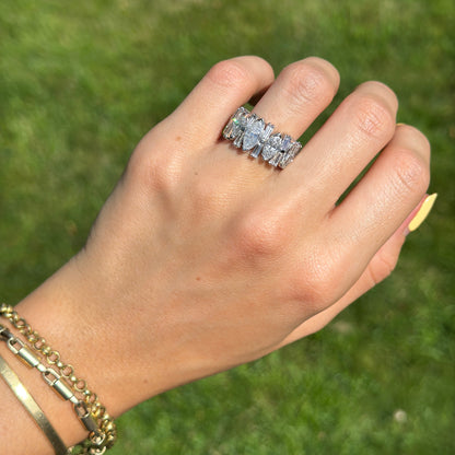 Estate Platinum 6 CT Marquise + Baguette Diamond Eternity Band Ring