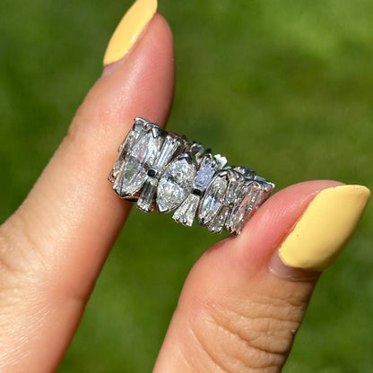 Estate Platinum 6 CT Marquise + Baguette Diamond Eternity Band Ring