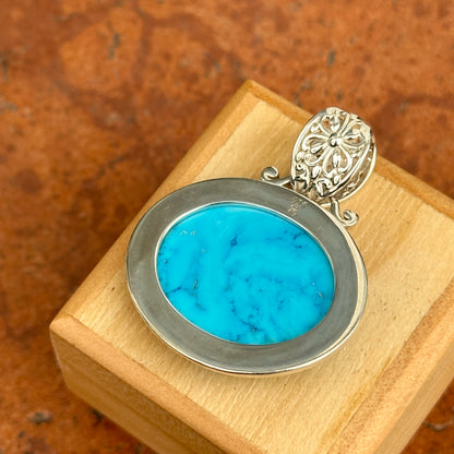 Sterling Silver Carved Turquoise Medusa Head Pendant