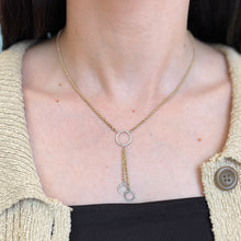 Load image into Gallery viewer, 10KT White Gold + Yellow Gold Circle Link Lariat Necklace