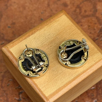 Estate 14KT Yellow Gold Copper Roman Coin Omega Back Earrings