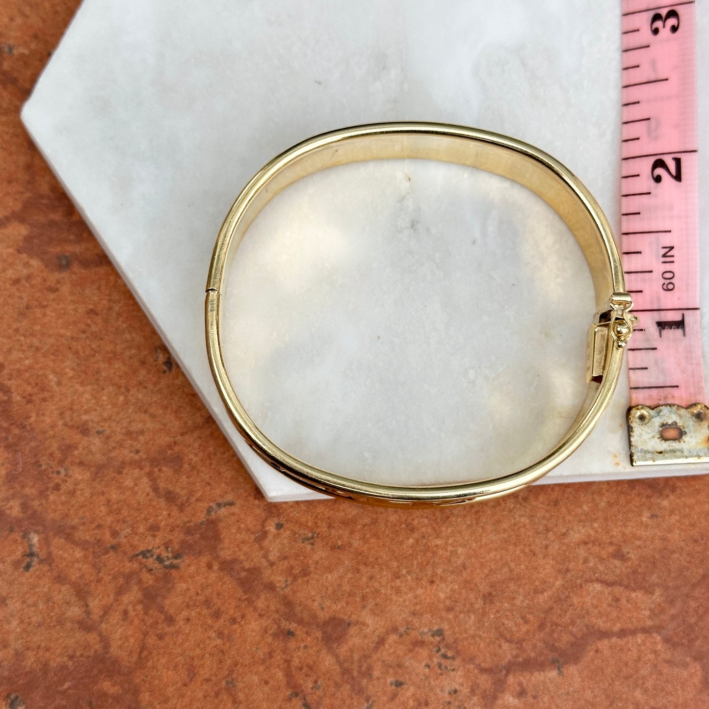 Estate 14KT Yellow + White Gold Panther Cat Bangle Bracelet