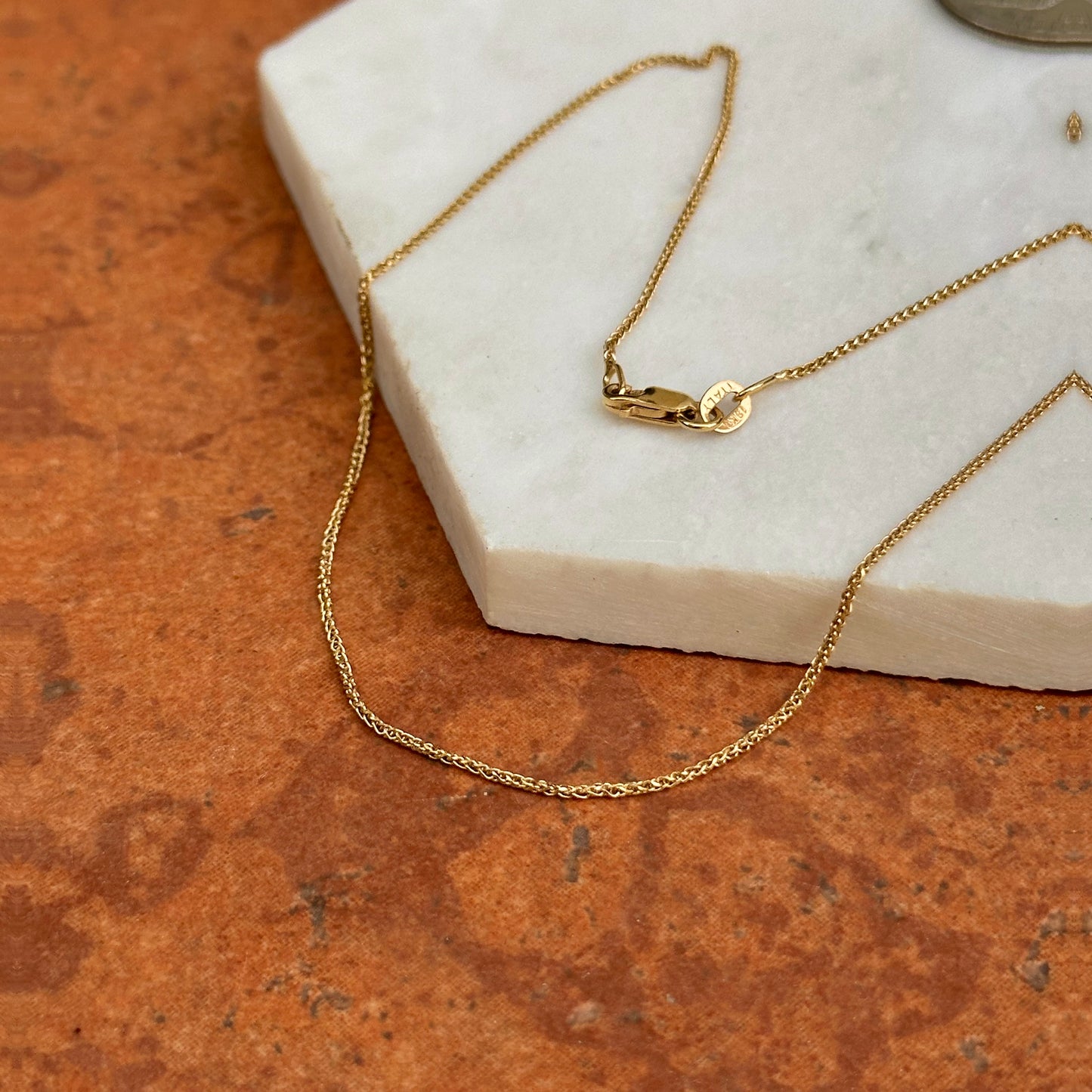 14KT Yellow Gold 1mm Spiga Chain Necklace