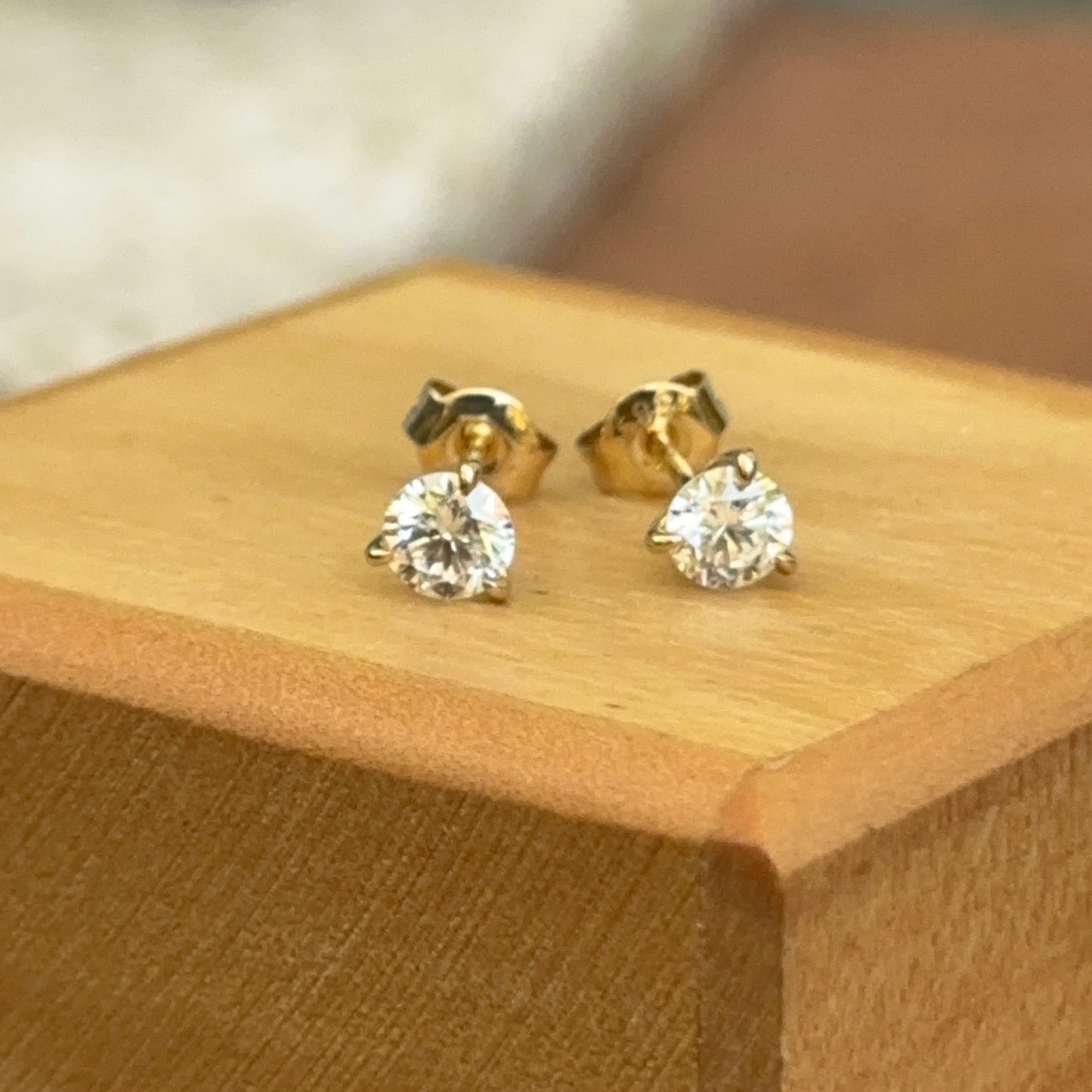 14KT Yellow Gold Round .55 CT Lab Diamond Stud Earrings