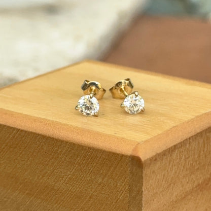 14KT Yellow Gold Round .55 CT Lab Diamond Stud Earrings