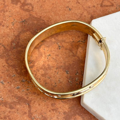 Estate 14KT Yellow + White Gold Panther Cat Bangle Bracelet