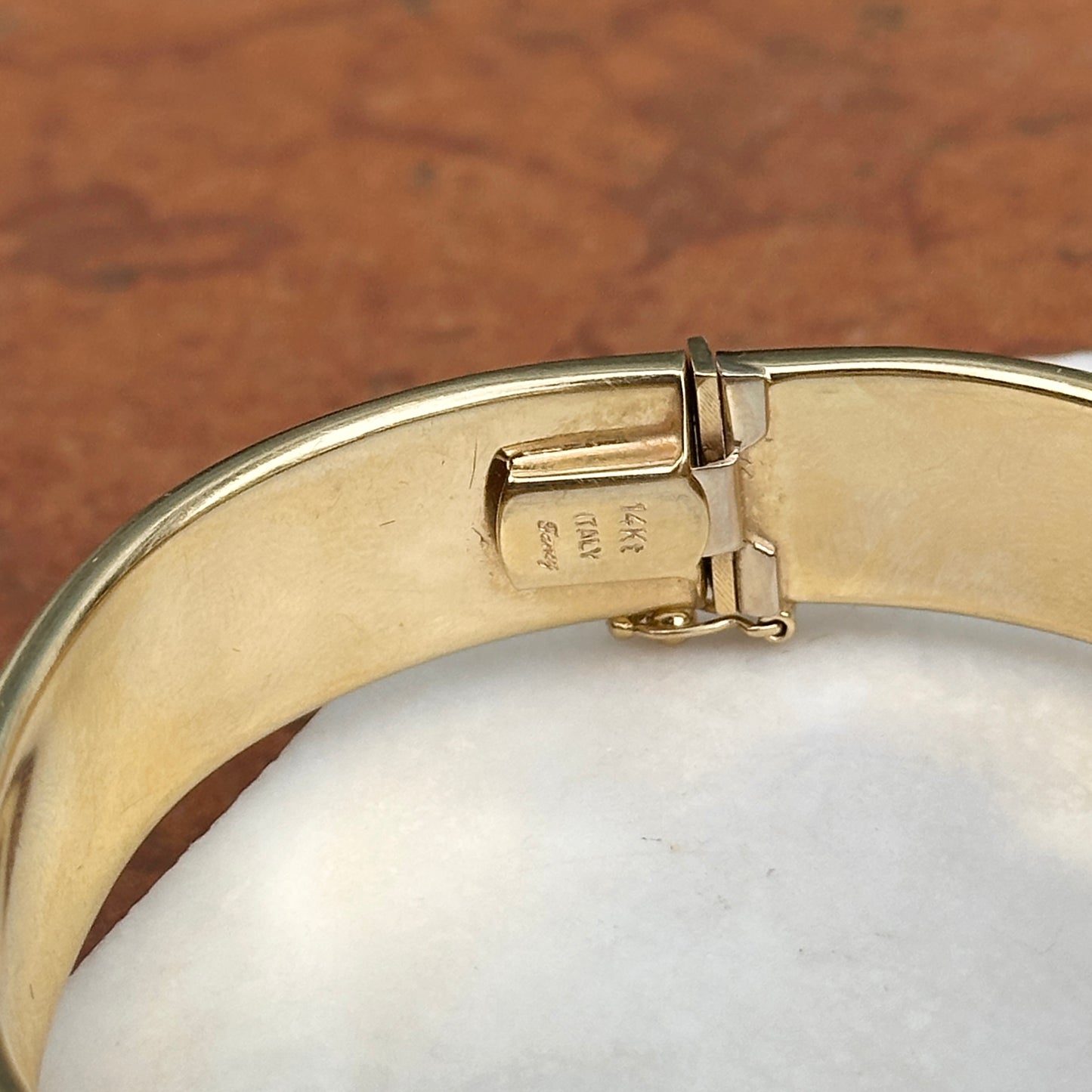 Estate 14KT Yellow + White Gold Panther Cat Bangle Bracelet