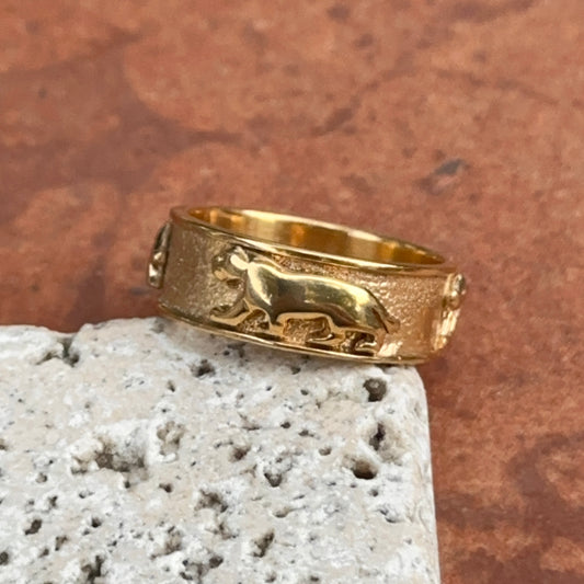 Estate 14KT Yellow Gold Matte Byzantine Panther Band Ring