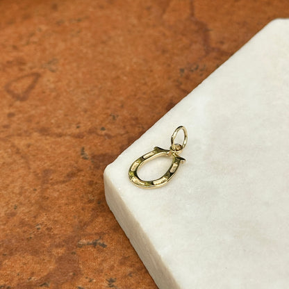 14KT Yellow Gold Textured Horseshoe Pendant Charm - LSJ