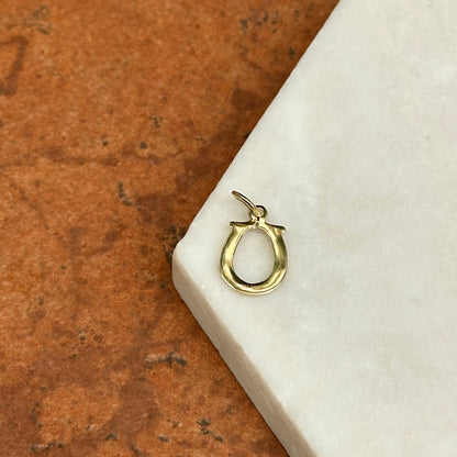 14KT Yellow Gold Textured Horseshoe Pendant Charm - LSJ
