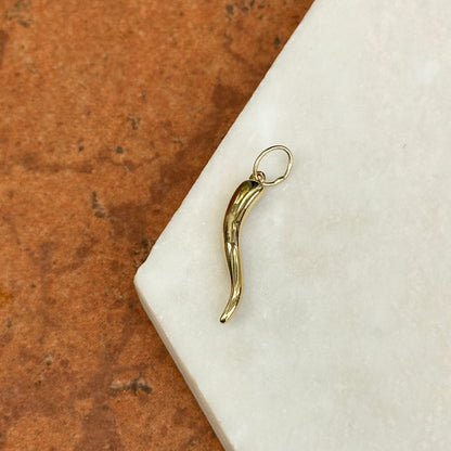 14KT Yellow Gold Solid Italian Horn Corno Pendant