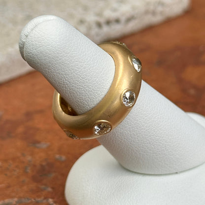 Estate 18KT Yellow Gold Multi-Shape Diamond Bezel Matte Band Ring
