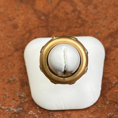 Estate 18KT Yellow Gold Multi-Shape Diamond Bezel Matte Band Ring