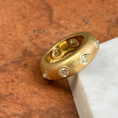 Estate 18KT Yellow Gold Multi-Shape Diamond Bezel Matte Band Ring