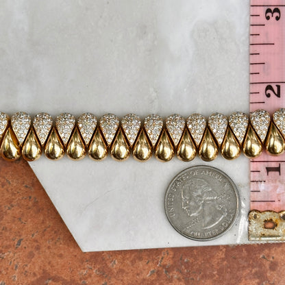Estate 18KT Yellow Gold 4 CT Diamond Teardrop Flexible Links Bracelet