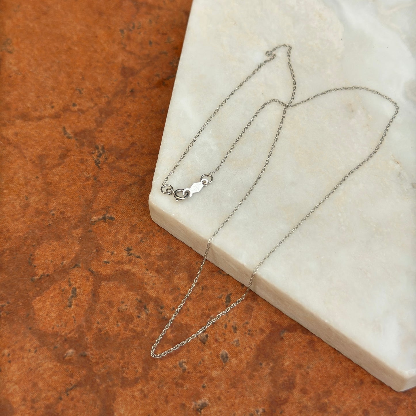 10KT White Gold .75mm Rope Choker Chain Necklace 14"