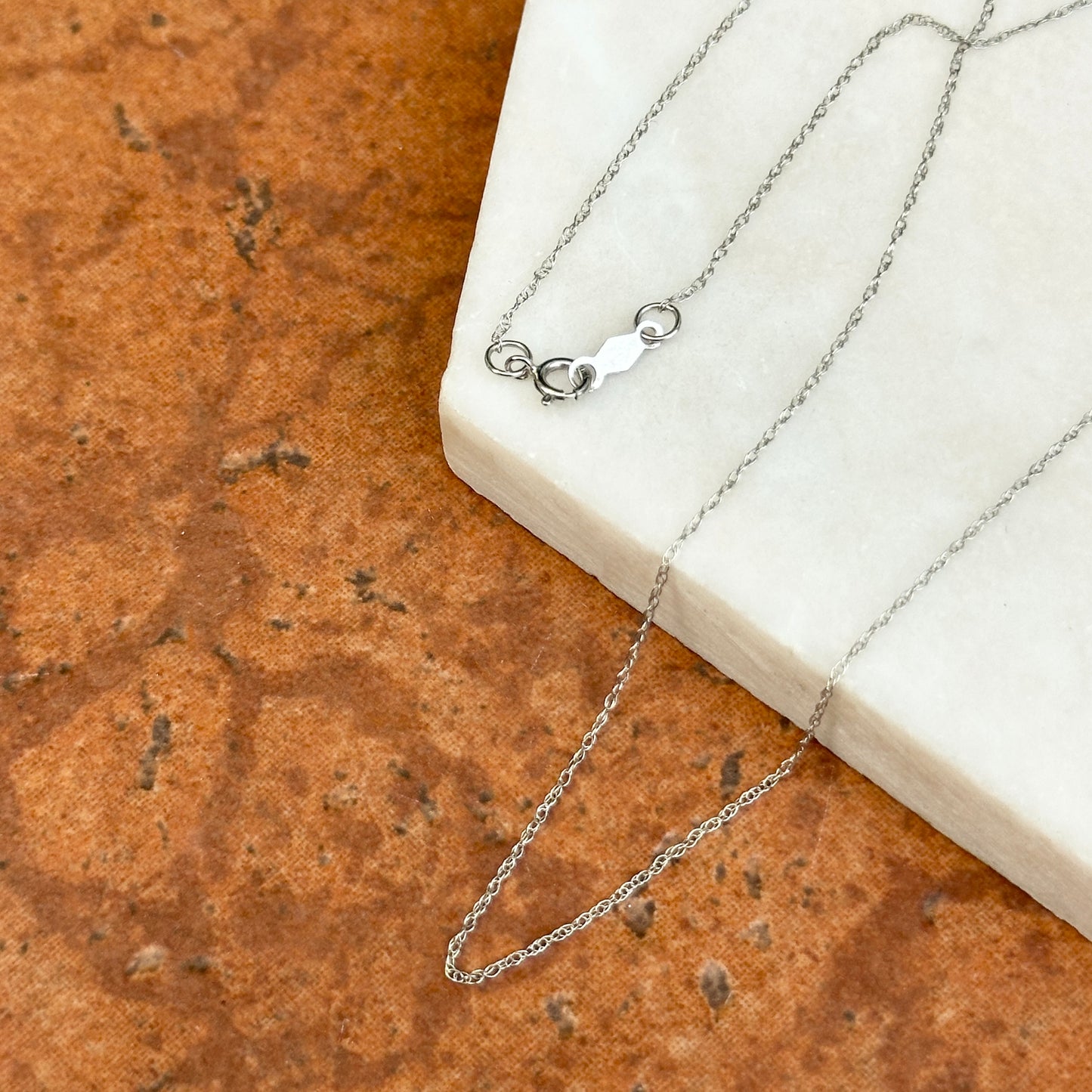 10KT White Gold .75mm Rope Choker Chain Necklace 14"