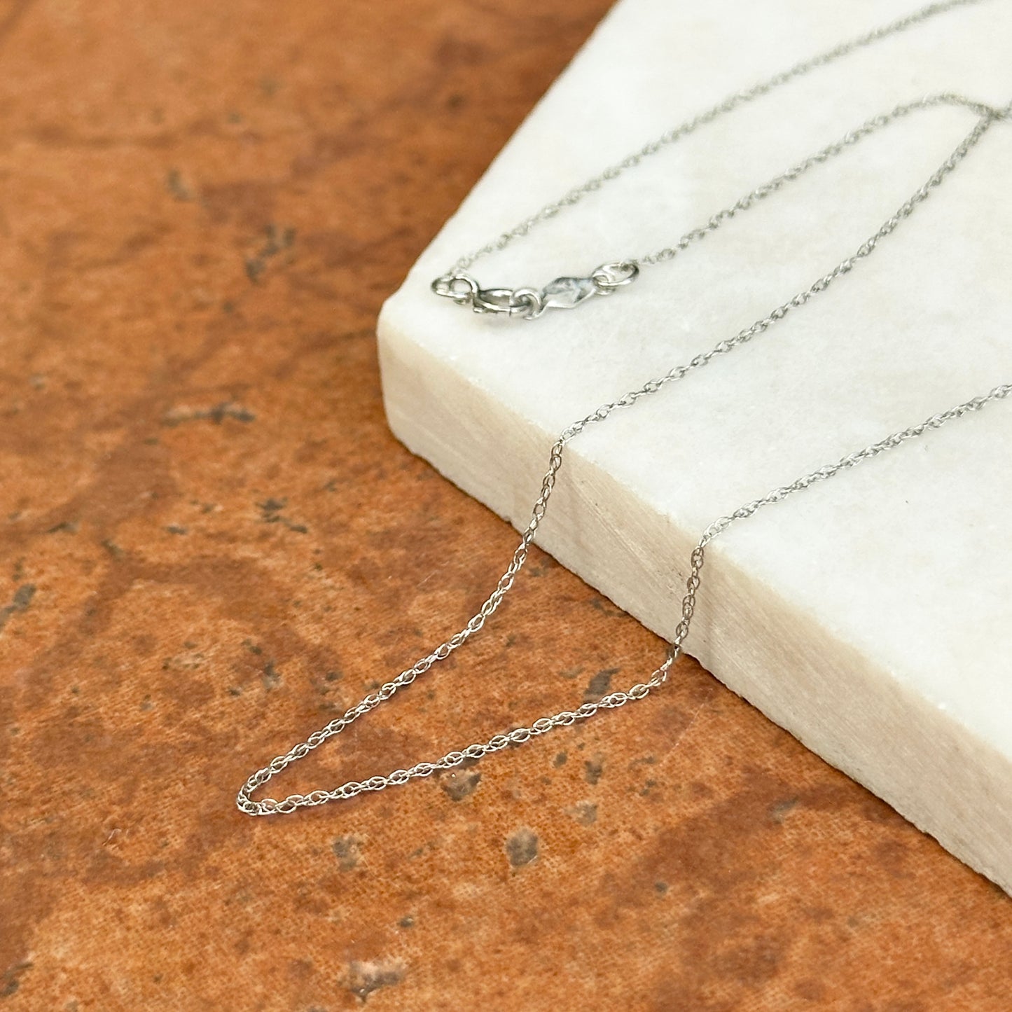 10KT White Gold .75mm Rope Choker Chain Necklace 14"