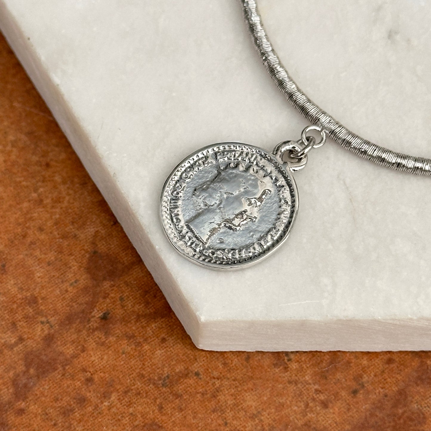 Sterling Silver Elizabeth II Coin Pendant Necklace